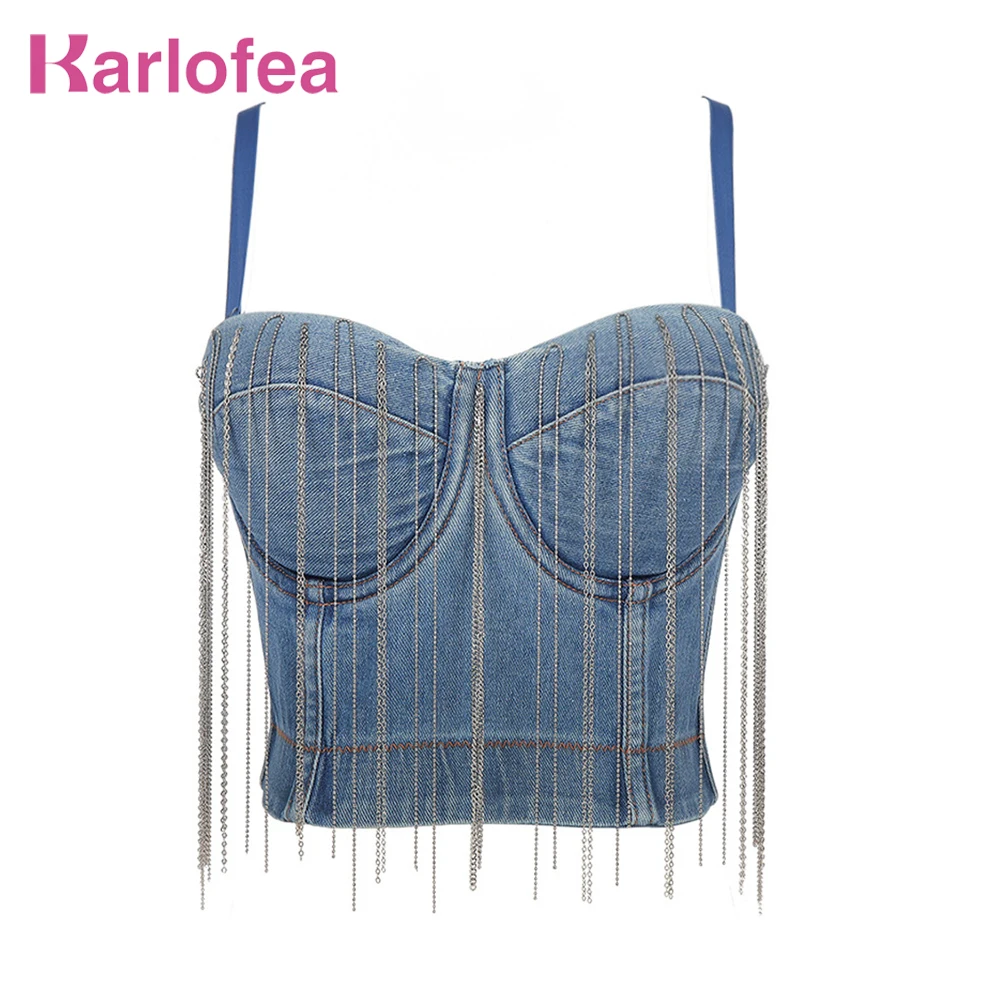 УКОРОЧЕННЫЙ ТОП Karlofea для девочек, для ночного клуба, для вечеринок, шикарный, с цепочкой, бахромой, с подкладками, модная повседневная Уличная одежда, джинсовая майка
УКОРОЧЕННЫЙ ТОП Karlofea для девочек, для ночного клуба, для вечеринок, шикарный, с цепочкой, бахромой, с подкладками, модная повседневная Уличная одежда, джинсовая майка