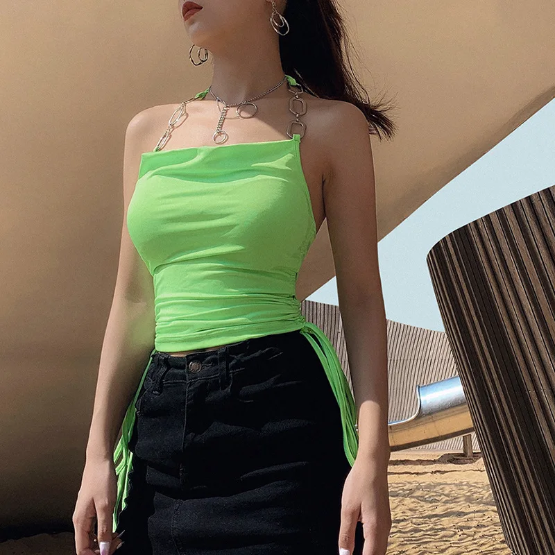 Summer Halter Strap Bandage Sleeveless Backless Crop Top Harajuku Punk Style Slim Fit Skinny Tank Top Camis Women Clothes
Summer Halter Strap Bandage Sleeveless Backless Crop Top Harajuku Punk Style Slim Fit Skinny Tank Top Camis Women Clothes