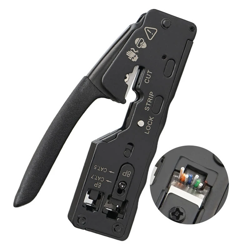 Network Cable Crimper RJ45 Crimp Tool Cutter Stripper for Rj45 Cat7 Cat6 Cat5 Rj11 Rj12 Connector Crimper Pliers
Network Cable Crimper RJ45 Crimp Tool Cutter Stripper for Rj45 Cat7 Cat6 Cat5 Rj11 Rj12 Connector Crimper Pliers