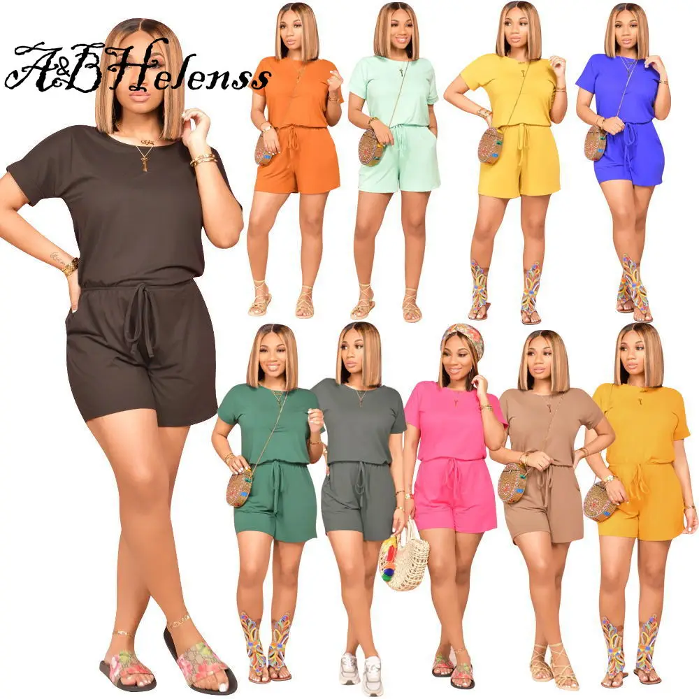 Summer 2021 Solid Color Playsuit O Neck Short Sleeve Waist Lace Up One Piece Overalls Fitness Casual Outfits Short Jumpsuit
Summer 2021 Solid Color Playsuit O Neck Short Sleeve Waist Lace Up One Piece Overalls Fitness Casual Outfits Short Jumpsuit