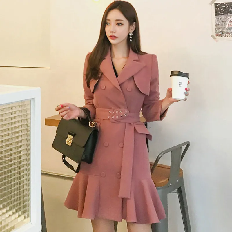 Classic Elegant Retro Notched Belted Short Blazer Dress Women Autumn Formal Office Wear Mermaid Dresses OL Business vestidos
Classic Elegant Retro Notched Belted Short Blazer Dress Women Autumn Formal Office Wear Mermaid Dresses OL Business vestidos