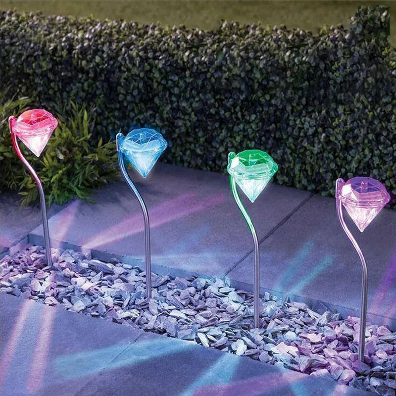 Светодиодный светильник солнечный садовый уличный газонный бриллиантами