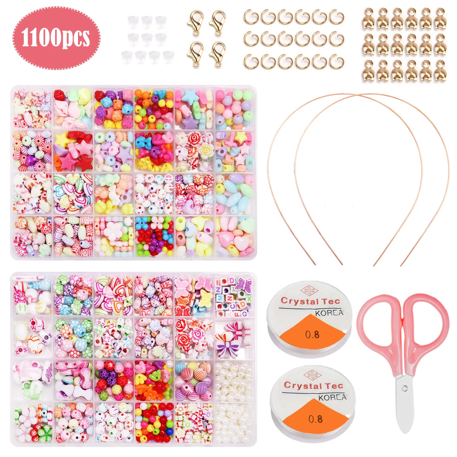 1100pcs Acrylic Crafts Bracelets Beads with Scissors String Hair Hoop for Kids Jewelry Bracelet Necklace Making Supplies
1100pcs Acrylic Crafts Bracelets Beads with Scissors String Hair Hoop for Kids Jewelry Bracelet Necklace Making Supplies