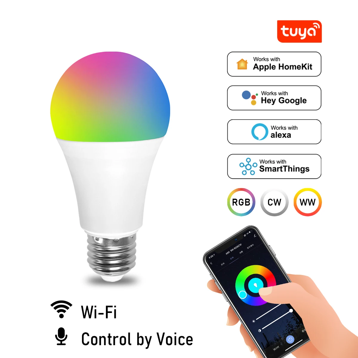 Voice Control 9w Rgb Smart Light Bulb Dimmable E27 Wifi Led Magic Lamp Ac 220v Work With Alexa Google Home
Voice Control 9w Rgb Smart Light Bulb Dimmable E27 Wifi Led Magic Lamp Ac 220v Work With Alexa Google Home