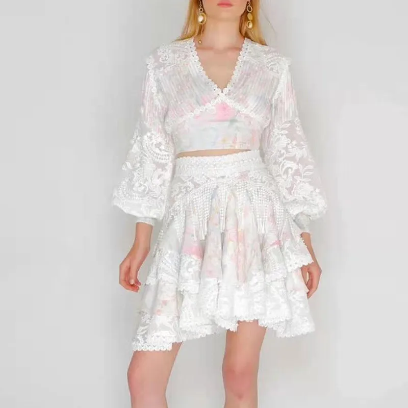 Fashion Printed Two Pieces Set Women V Neck Long Sleeve Autumn Outfits Sexy Backless Lace Patchwork Slim Party Femme Dresses New
Fashion Printed Two Pieces Set Women V Neck Long Sleeve Autumn Outfits Sexy Backless Lace Patchwork Slim Party Femme Dresses New