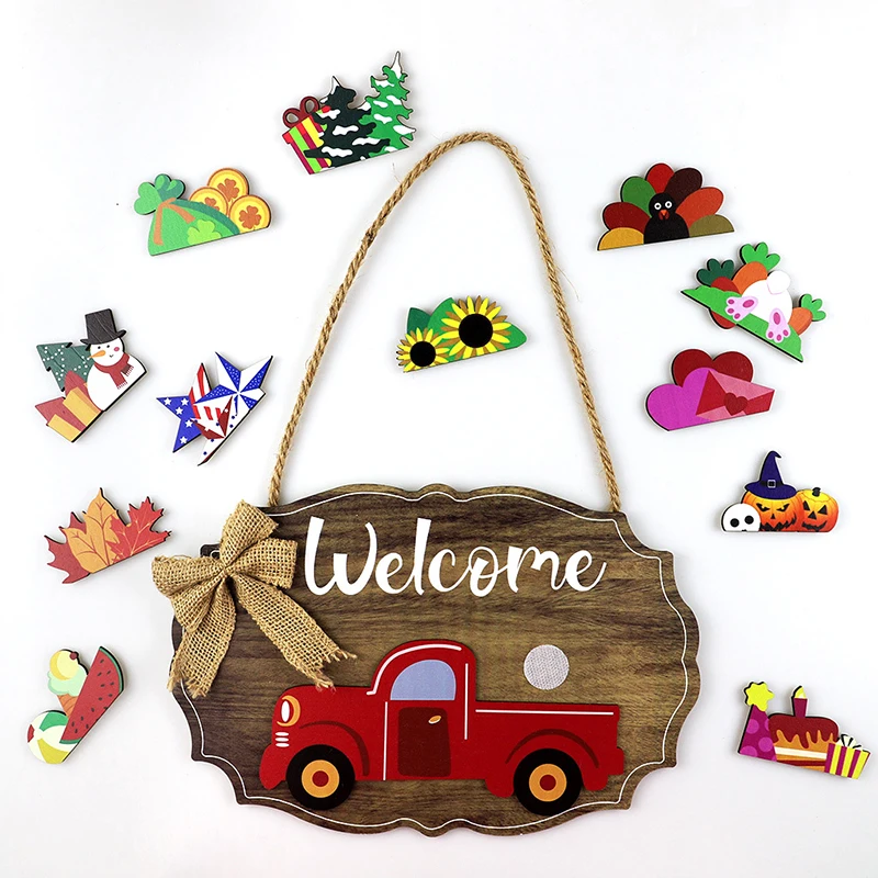 Wall Decoration Wooden Welcome Hanging Sign Front Porch Country Ornaments Crafts Replaceable Small Patch Holiday Gift Furnishing
Wall Decoration Wooden Welcome Hanging Sign Front Porch Country Ornaments Crafts Replaceable Small Patch Holiday Gift Furnishing