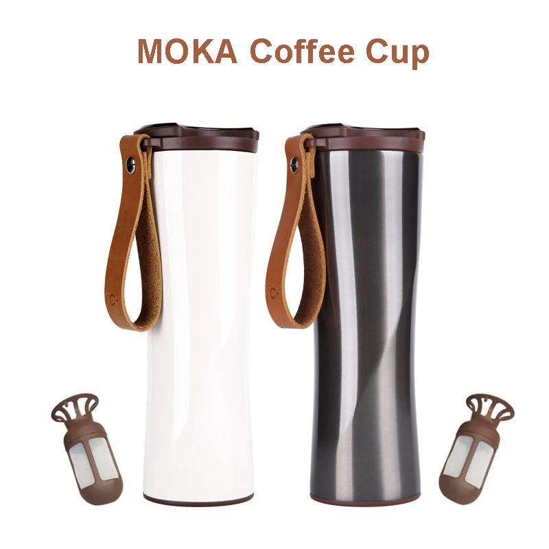 

Original KissKissFish MOKA Smart Coffee Cup Travel Mug Stainless Steel with OLED Touch Screen Temperature Display 430ml Portable