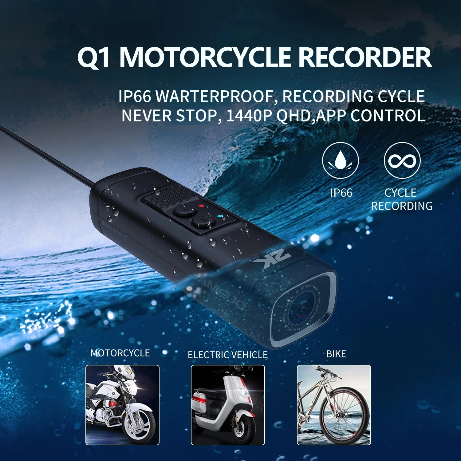 Motorcycle Camera Video Recorder 1440P 2k Motor Bicycle Camera Helmet Camera Wifi Motorbike DVR Dash Cam Night Vision
Motorcycle Camera Video Recorder 1440P 2k Motor Bicycle Camera Helmet Camera Wifi Motorbike DVR Dash Cam Night Vision