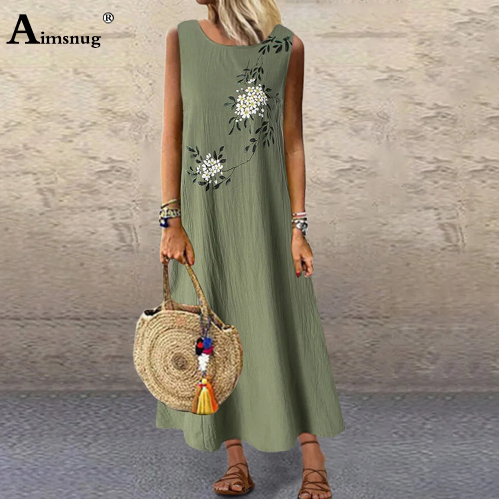 Aimsnug Women Elegant Long Dress Sleeveless O-neck Boho Print Flower Party Dresses 2020 Summer Female Loose Casual Maxi Dress
Aimsnug Women Elegant Long Dress Sleeveless O-neck Boho Print Flower Party Dresses 2020 Summer Female Loose Casual Maxi Dress
