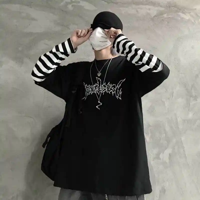Women T-shirt Streetwear Print Patchwork Striped Fake Two Pieces Lovers T-Shirts Long Sleeve Oversize Tops Aesthetic Clothes
Women T-shirt Streetwear Print Patchwork Striped Fake Two Pieces Lovers T-Shirts Long Sleeve Oversize Tops Aesthetic Clothes