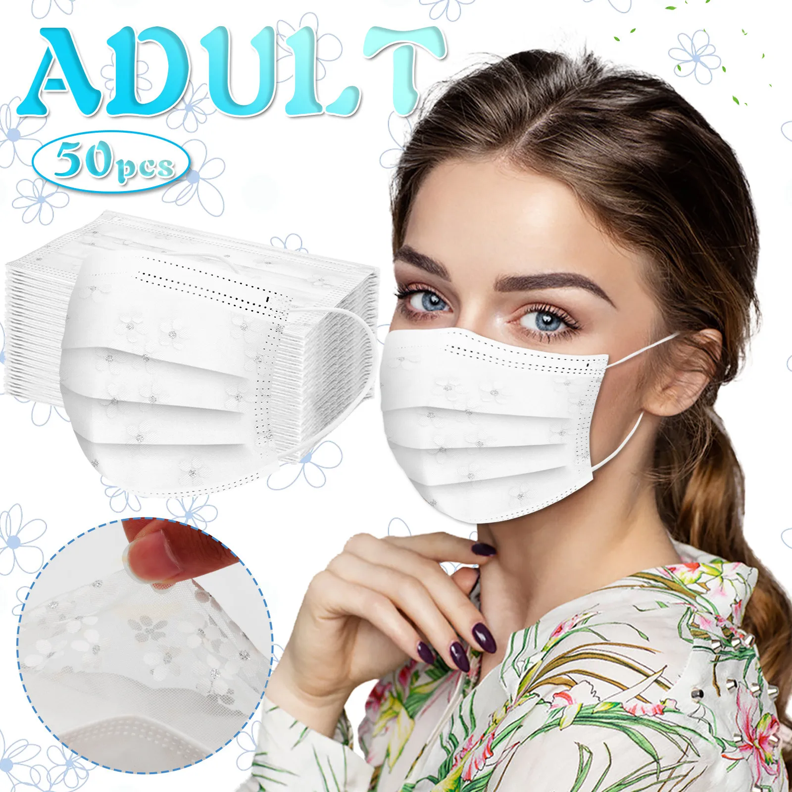 50pc Lace Gauze Face Mask Mascarillas Adult Disposable 3 Layer Filter Protective Masque Respirator Breathable Mouth Masks
50pc Lace Gauze Face Mask Mascarillas Adult Disposable 3 Layer Filter Protective Masque Respirator Breathable Mouth Masks