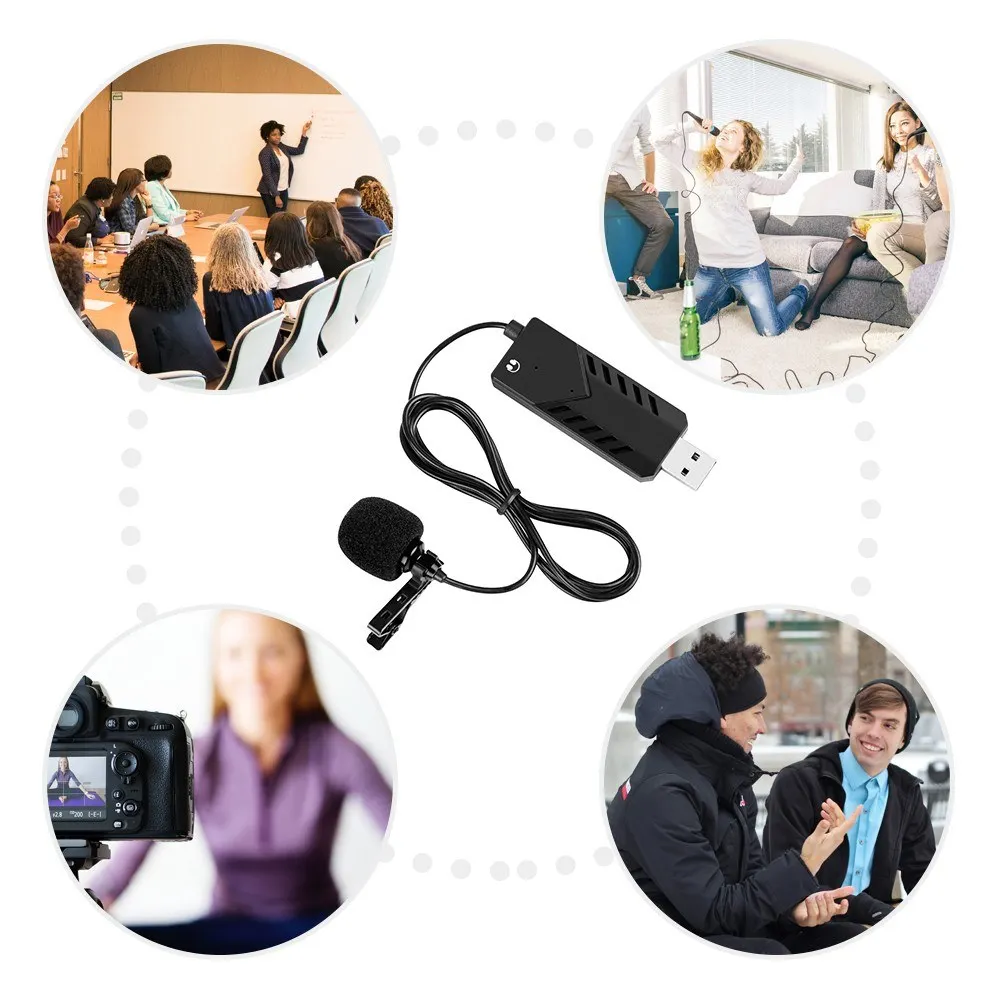 Portable Clip-On Condenser Cardioid Microphone USB Computer Lapel Mic Single Head Plug and Play with Metal Clip Sound Card 
Portable Clip-On Condenser Cardioid Microphone USB Computer Lapel Mic Single Head Plug and Play with Metal Clip Sound Card