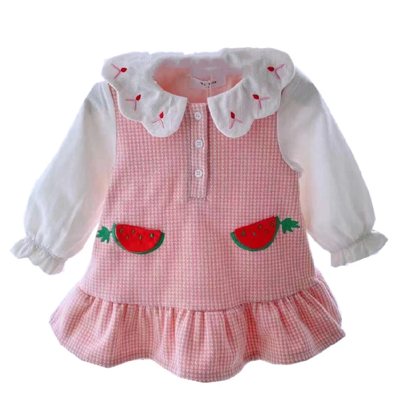 Girls' 1-5 Year Old Autumn and Winter Dress Girls' Sweet Little Watermelon Fake Two Baby Dress Skirts
Girls' 1-5 Year Old Autumn and Winter Dress Girls' Sweet Little Watermelon Fake Two Baby Dress Skirts