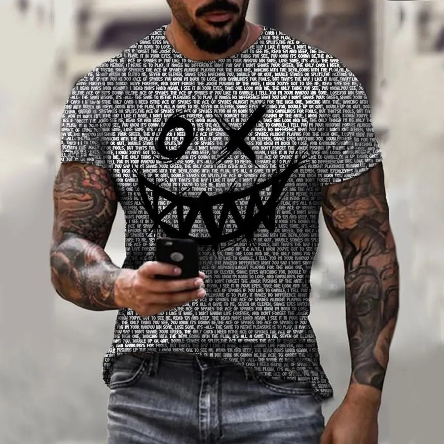 New Summer Men's Fashion Casual Short Sleeve Round Neck 3d T-Shirt Smiley Print Streetwear Man Oversize Tshirt Male Cool Design
New Summer Men's Fashion Casual Short Sleeve Round Neck 3d T-Shirt Smiley Print Streetwear Man Oversize Tshirt Male Cool Design