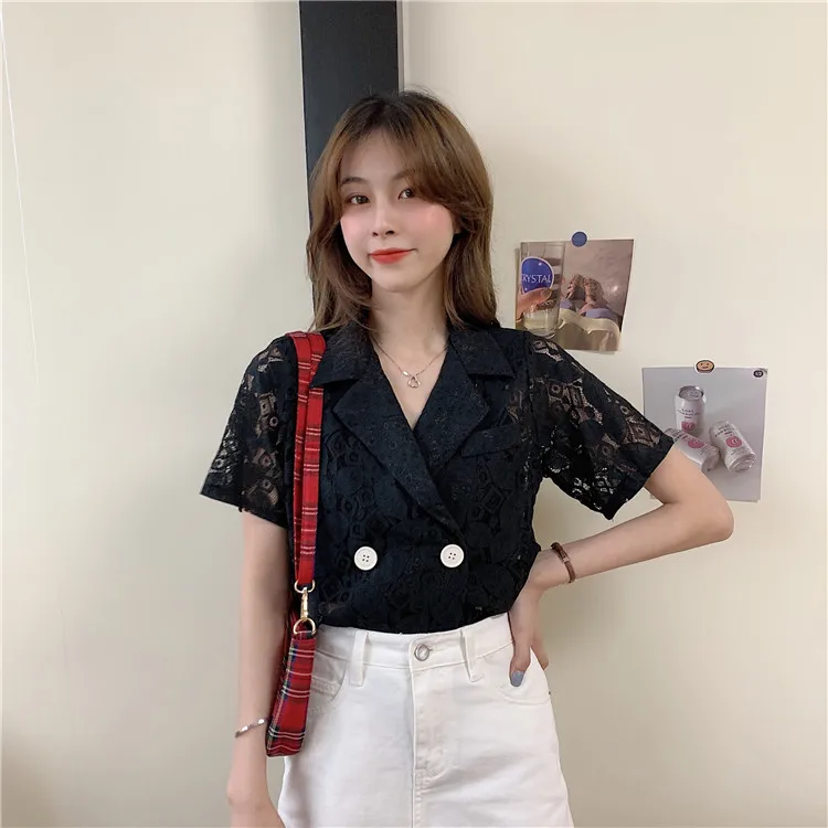 Lace Hollow Out Women's Clothing Crop Top Blouses Ladies Tops Korean Style V-neck Shirts Fashion Loose Blusas Mujer De Moda
Lace Hollow Out Women's Clothing Crop Top Blouses Ladies Tops Korean Style V-neck Shirts Fashion Loose Blusas Mujer De Moda