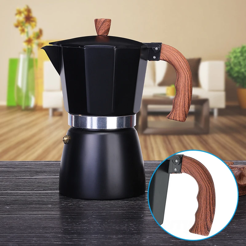 300ml Italian Espresso Stove Top Coffee Maker Percolator Pot 6 Cups Black Aluminum Alloy Small Kitchen Appliances Accessories
300ml Italian Espresso Stove Top Coffee Maker Percolator Pot 6 Cups Black Aluminum Alloy Small Kitchen Appliances Accessories