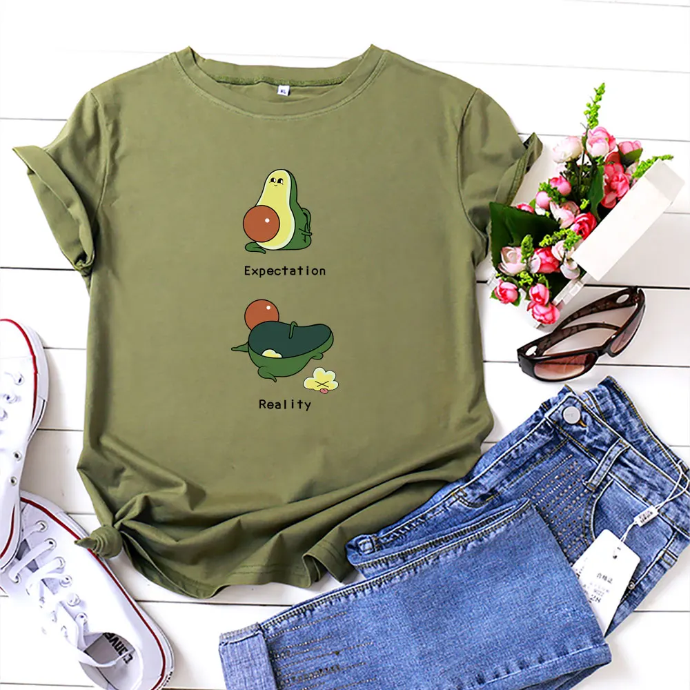 Summer Women's Shirt 100% Cotton Avocado Cute T-shirt S-5XL Plus Size Print Women Oversized T-shirt O-neck Short Sleeve Tops Tee
Summer Women's Shirt 100% Cotton Avocado Cute T-shirt S-5XL Plus Size Print Women Oversized T-shirt O-neck Short Sleeve Tops Tee