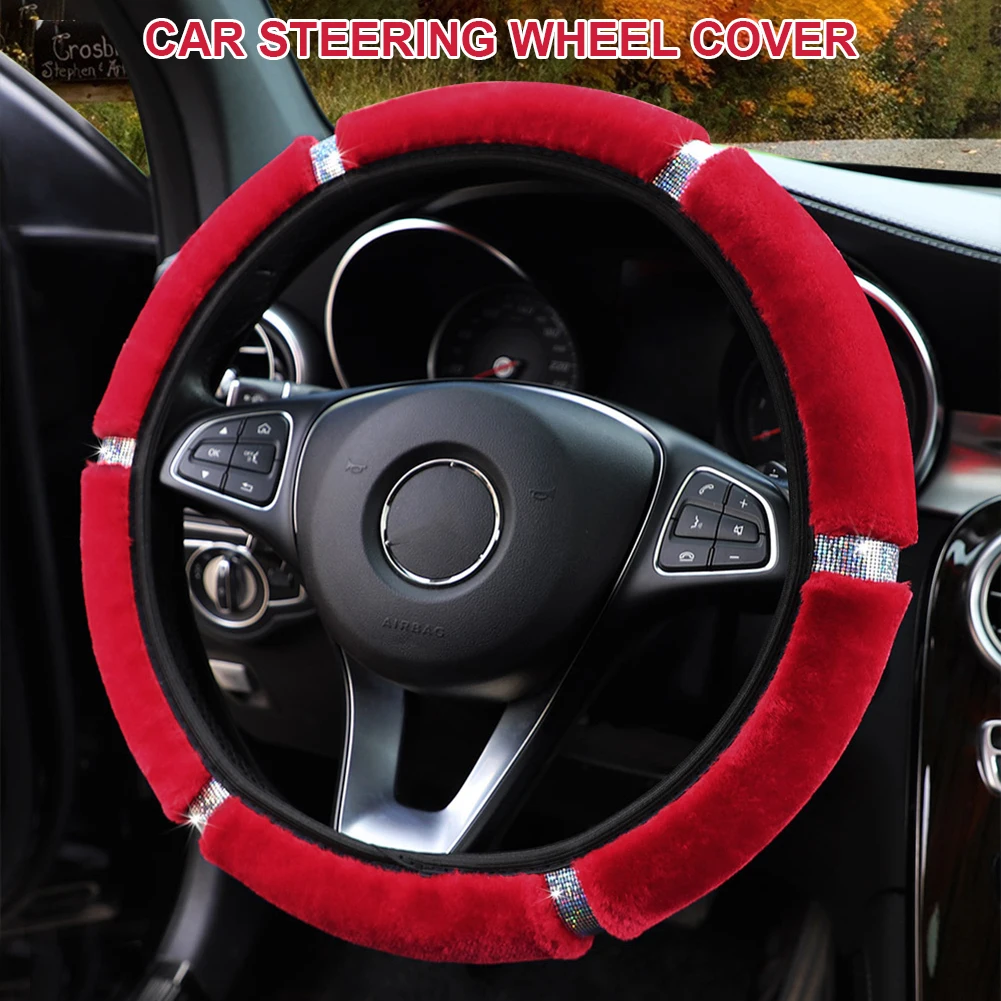 15" Car Steering Wheel Cover Plush Bling Rhinestones Winter Steering Wheel Cover Decoration Interior Accessories for Women
15" Car Steering Wheel Cover Plush Bling Rhinestones Winter Steering Wheel Cover Decoration Interior Accessories for Women