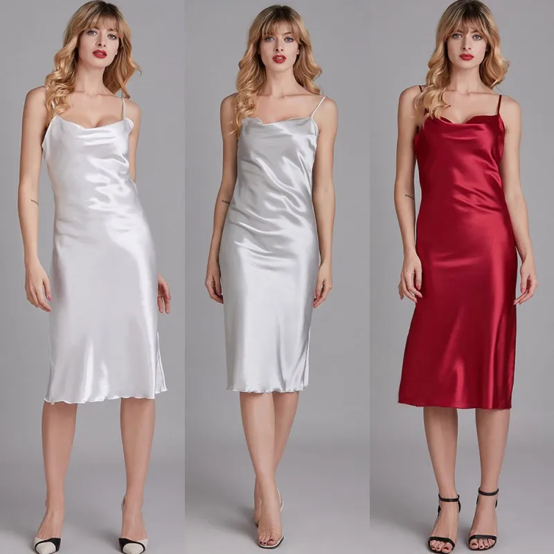 Female Sexy Nightwear Women Summer Sexy Spaghetti Strap Elegant Plus Size Ice Silk Home Dresses Women's Mid Length Sleepdress
Female Sexy Nightwear Women Summer Sexy Spaghetti Strap Elegant Plus Size Ice Silk Home Dresses Women's Mid Length Sleepdress
