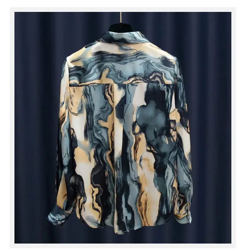 Abstract Pritned Long Sleeve Blouse Women Spring Autumn Satin Fashion All Match Loose Base Top Shirt S 2XL Plus Size 
Abstract Pritned Long Sleeve Blouse Women Spring Autumn Satin Fashion All Match Loose Base Top Shirt S 2XL Plus Size