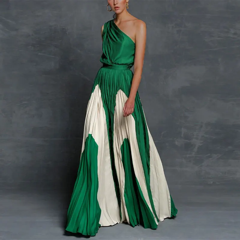 2021 Summer Stitching One-Shoulder Contrast Elegant Long Dress Women Fashion Sleeveless Sexy Backless Maxi Boho Dresses Vestidos
2021 Summer Stitching One-Shoulder Contrast Elegant Long Dress Women Fashion Sleeveless Sexy Backless Maxi Boho Dresses Vestidos