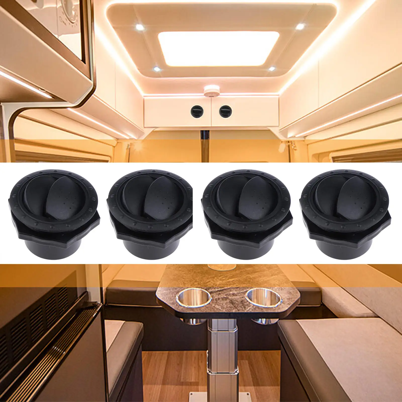 

4pcs Marine RV Air Vent Outlet Trailer Yacht Side Roof Round Air Vent Ventilation Outlet RV Interior Air Conditioning Outlet