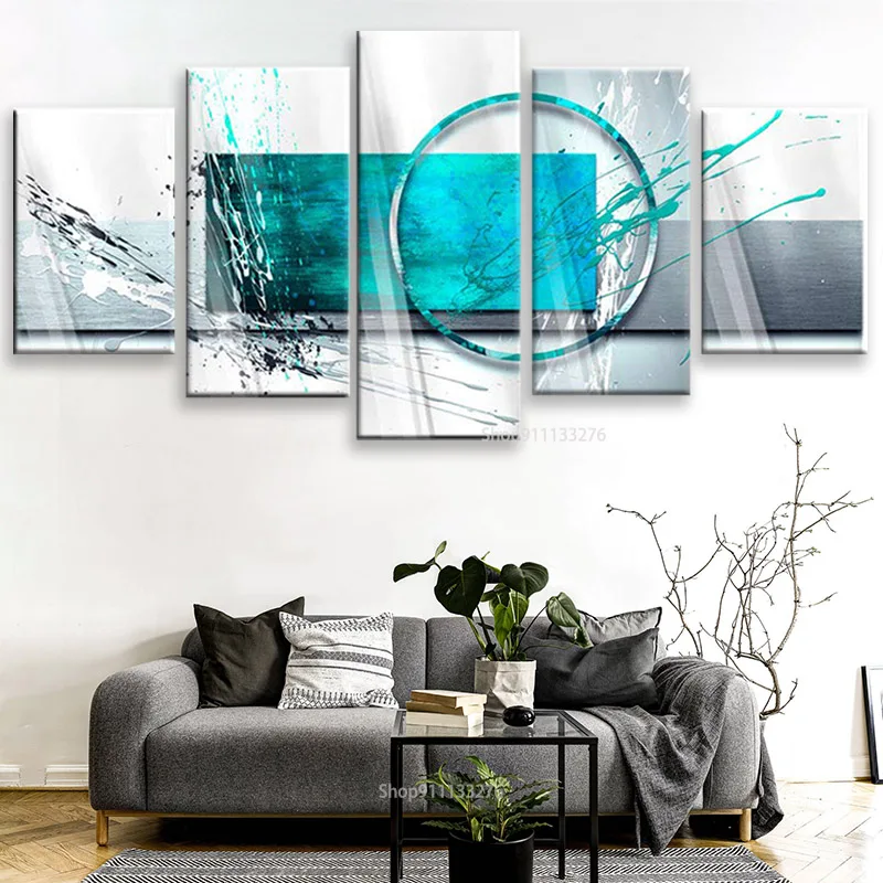Turquoise Expression Abstract Wall Artwork 5 Panels Teal Canvas HD Painting Home Decoration Gifts Nordic Style Framework Modern
Turquoise Expression Abstract Wall Artwork 5 Panels Teal Canvas HD Painting Home Decoration Gifts Nordic Style Framework Modern