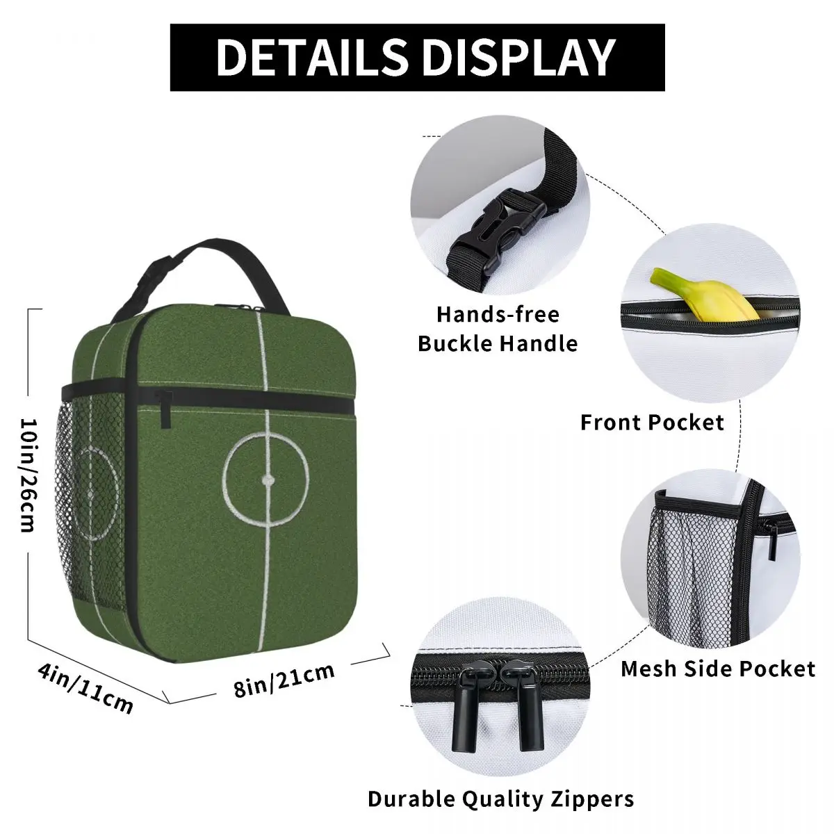 Football Field Lunch Bag for Women Men Large Insulated Lunch Box with Water Bottle Holder and Pockets
Football Field Lunch Bag for Women Men Large Insulated Lunch Box with Water Bottle Holder and Pockets