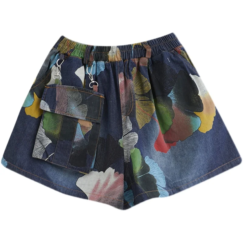 Printed Washed Jeans Summer Korean Loose Large Size Women's Elastic Waist Wide Leg Pants Large Pocket Shorts Casual Hot Pants
Printed Washed Jeans Summer Korean Loose Large Size Women's Elastic Waist Wide Leg Pants Large Pocket Shorts Casual Hot Pants