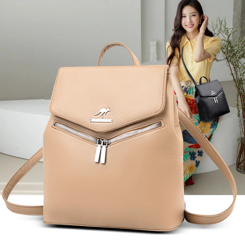 Casual Women's Backpack High Quality Leather Backpack Khaki Multifunction Backbag Small Travel School Backpacks for Teenage Girl
Casual Women's Backpack High Quality Leather Backpack Khaki Multifunction Backbag Small Travel School Backpacks for Teenage Girl