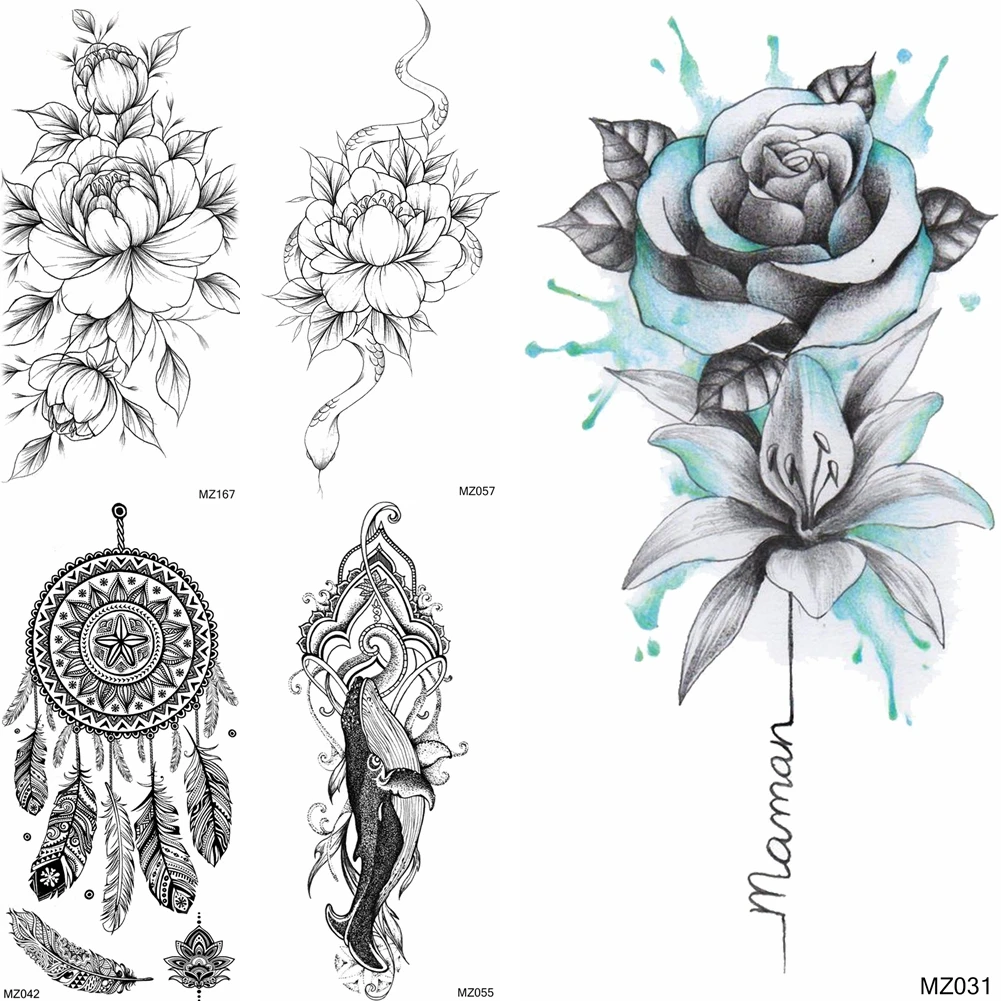 Watercolor Peony Flower Temporary Tattoo Stickers Dream Catcher Tattoo Snake Dolphin Body Art Arm Large Fake Tatoo Breast Legs
Watercolor Peony Flower Temporary Tattoo Stickers Dream Catcher Tattoo Snake Dolphin Body Art Arm Large Fake Tatoo Breast Legs