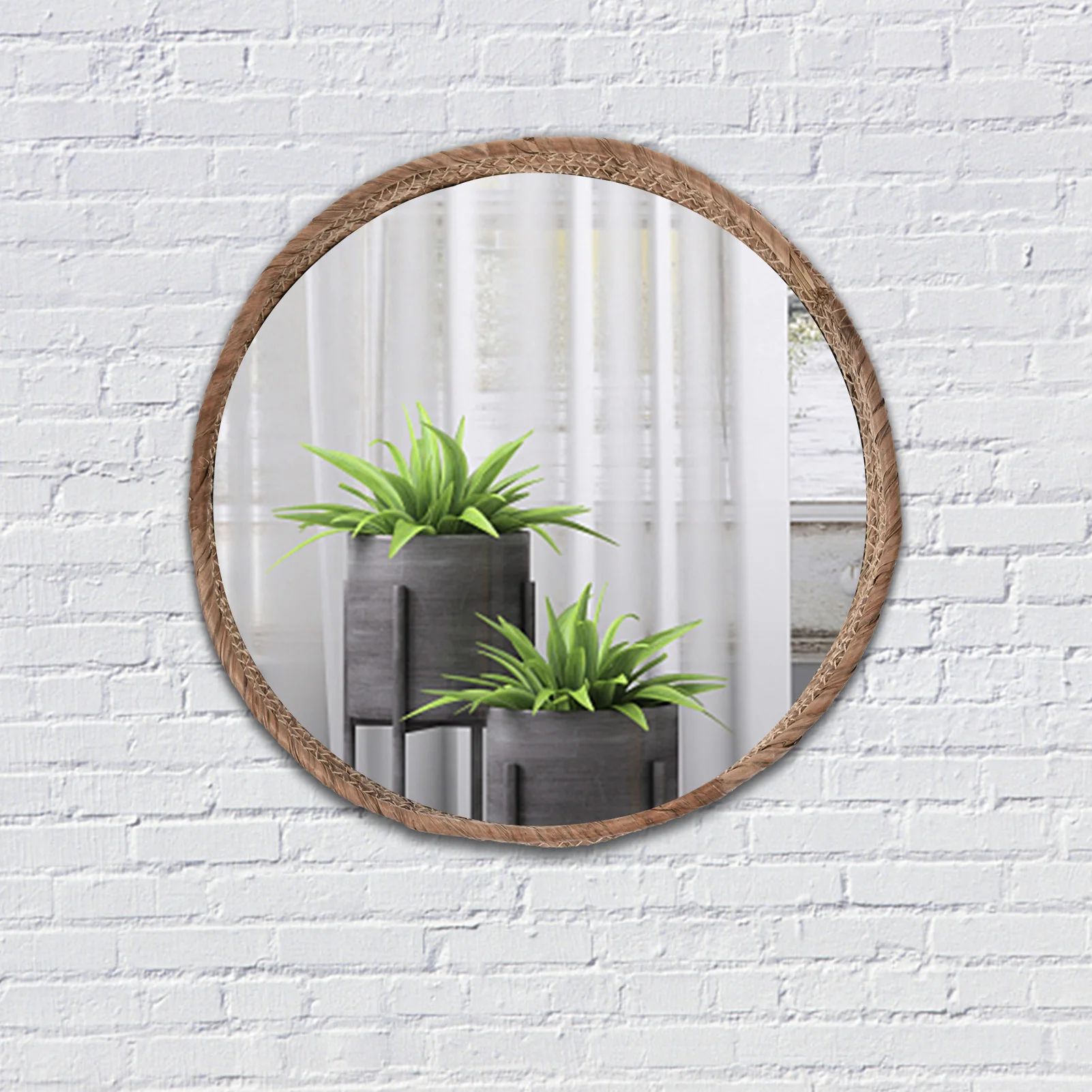 Art Deco Mirror Living Room Round Wall Rattan Makeup Dressing Table Decorated With Corridor | Дом и сад