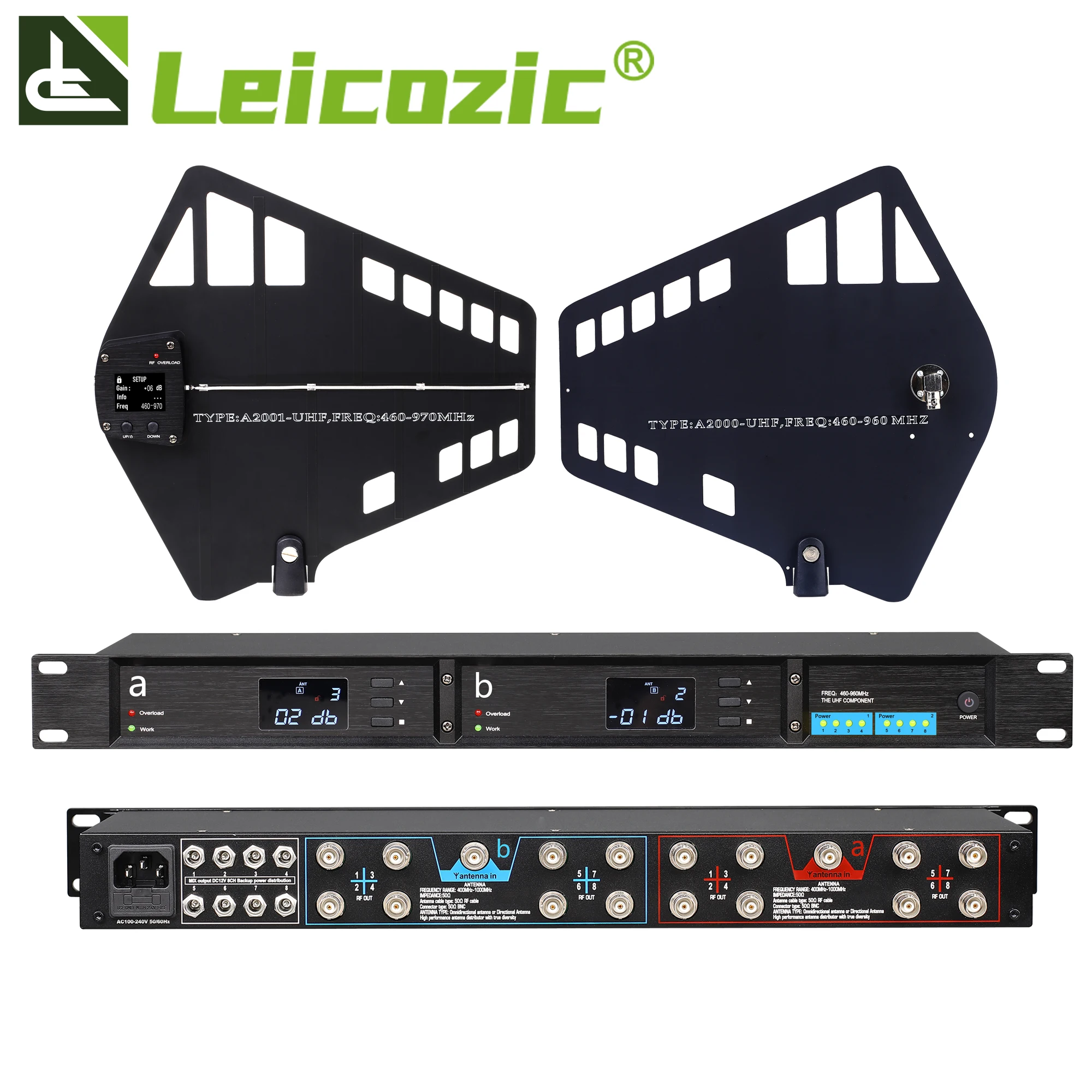 Leicozic UA80-A2021 UHF Wideband Antenna Splitter 450-1000MHZ RF Signal Antena Directional BNC-BNC Coaxial Cables 16Grounps - купить по