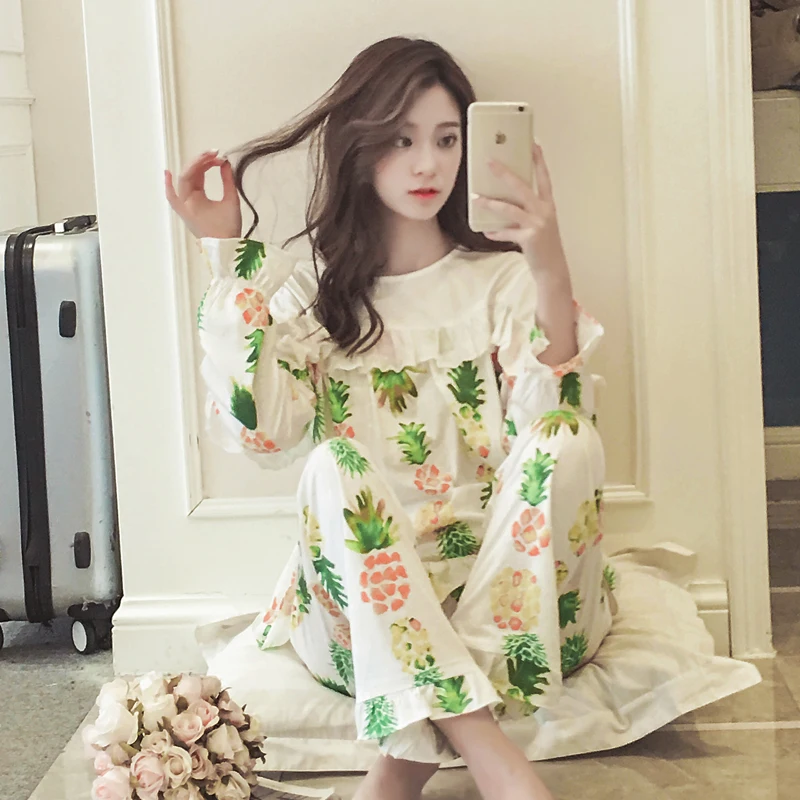 2022 Spring Autumn Long Sleeved Cotton Vintage Women's Pajamas Set Sleepwear Girls Pyjamas Mujer Lady Casual Home Clothing AD095
2022 Spring Autumn Long Sleeved Cotton Vintage Women's Pajamas Set Sleepwear Girls Pyjamas Mujer Lady Casual Home Clothing AD095
