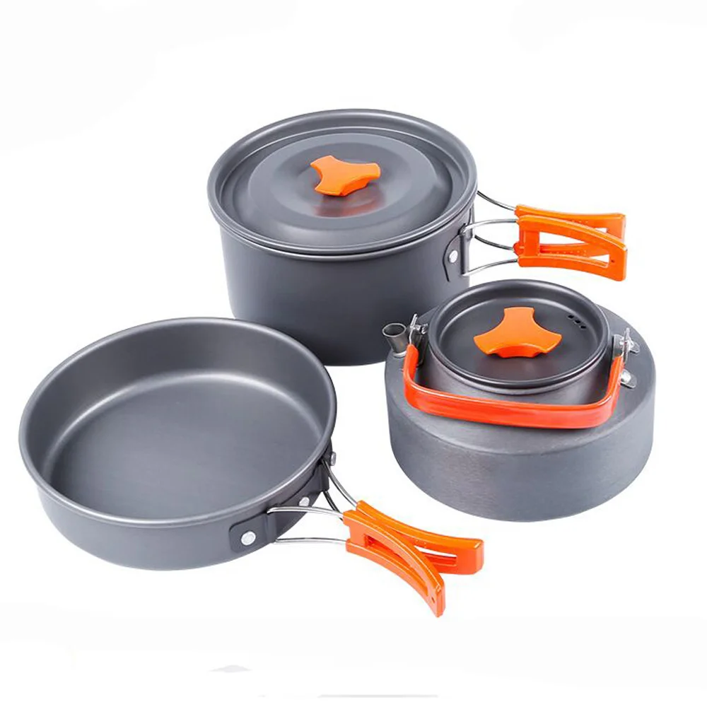 2-3 Person Outdoor Cookware Aluminum Alloy Camping Cooking Set Portable Water Kettle Pot Frying Pan Travel Picnic 3pcs/Set
2-3 Person Outdoor Cookware Aluminum Alloy Camping Cooking Set Portable Water Kettle Pot Frying Pan Travel Picnic 3pcs/Set