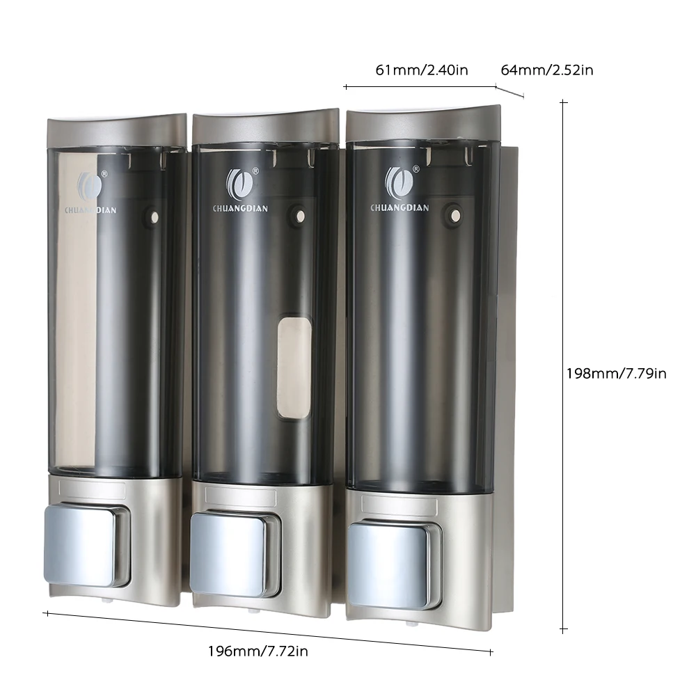 Manual Soap Dispensers with Double Sided Foam Tape Wall-mounted Three Chamber Shampoo Box Shower Gel Liquid Soap Dispensers
Manual Soap Dispensers with Double Sided Foam Tape Wall-mounted Three Chamber Shampoo Box Shower Gel Liquid Soap Dispensers