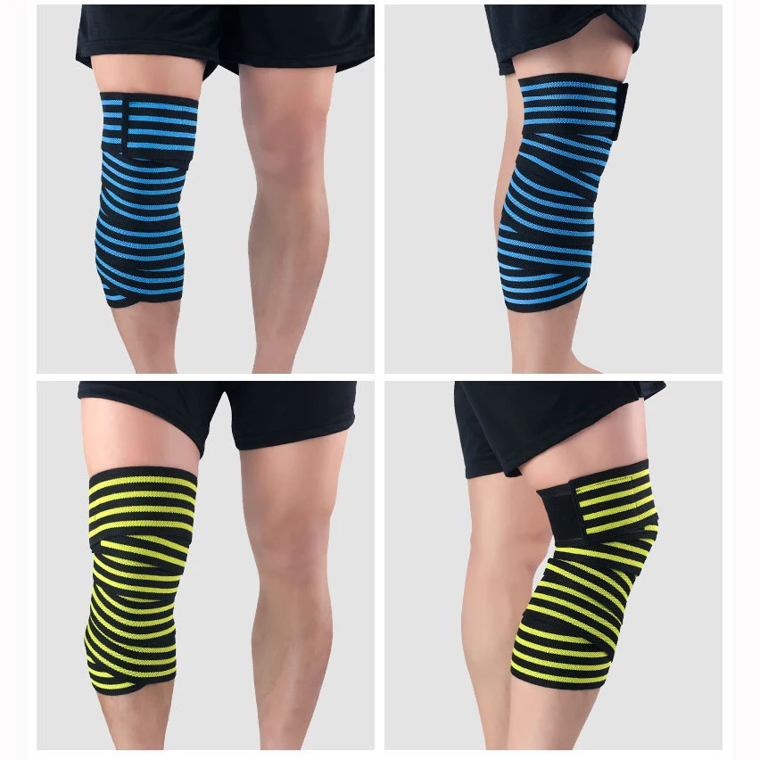 

Bandage knee pads Powerlifting Elastic Bandage Leg Compression Calf Knee Support Strap Wraps Band Brace Sports Safety