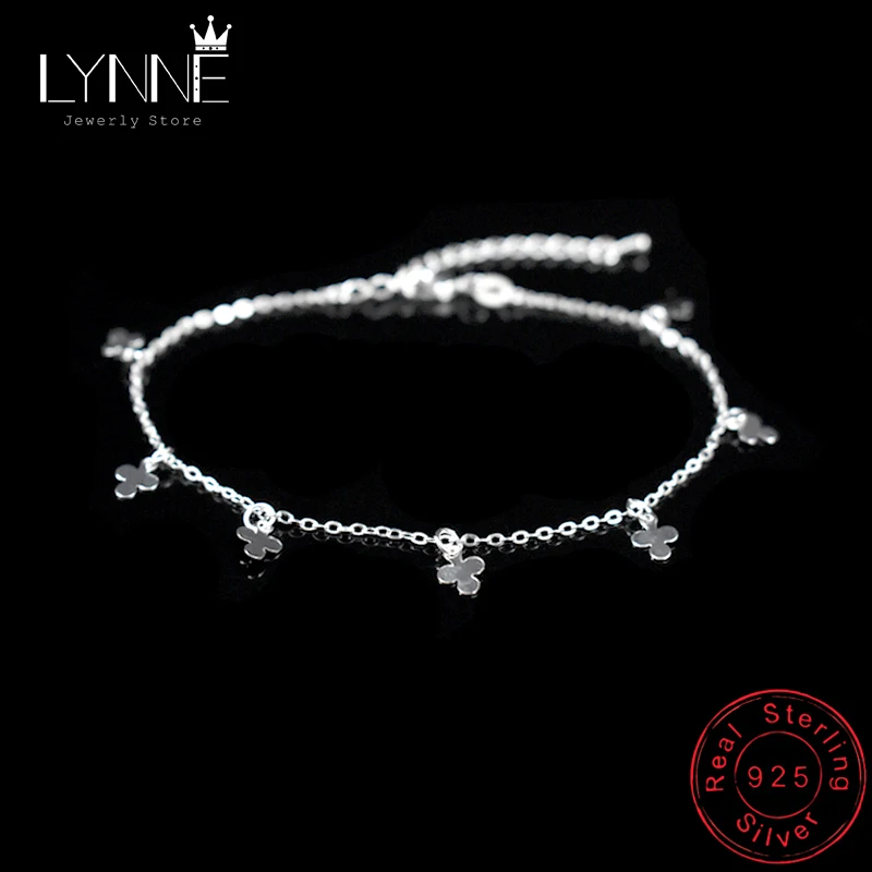 

New Fashion Lucky Three Leaf Clover Pendant Anklets Bracelet 925 Sterling Silver Cross Anklet Foot Chain For Women Jewelry Gift