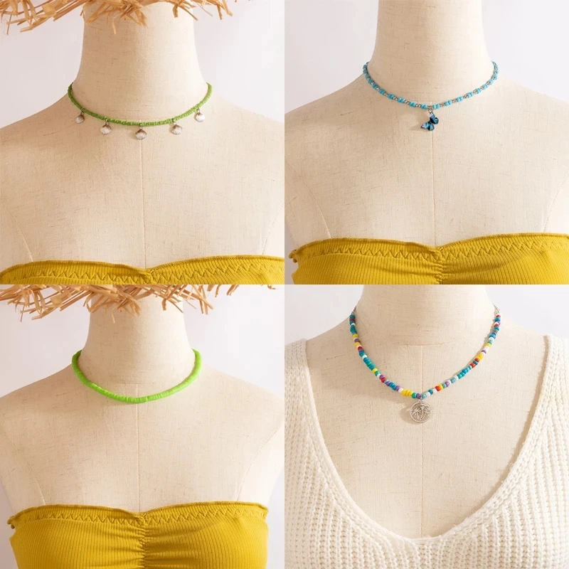 Tocona Bohemian Colorful Beaded Choker Necklace for Women Girls Summer Butterfly Shell Pendant Necklace Jewelry Beach Collares 
Tocona Bohemian Colorful Beaded Choker Necklace for Women Girls Summer Butterfly Shell Pendant Necklace Jewelry Beach Collares