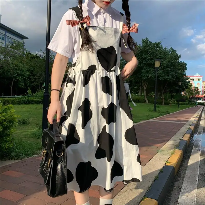 Cute Kawaii Cow Print Dress Mori Girl Lolita Milk Women's Sundress Harajuku Preppy Style Korean Fashion Casual Loose Midi Dress
Cute Kawaii Cow Print Dress Mori Girl Lolita Milk Women's Sundress Harajuku Preppy Style Korean Fashion Casual Loose Midi Dress