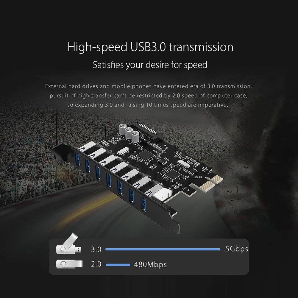 Плата расширения ORICO USB 3.0 PCI-E с 7 портами 15Pin SATA | Компьютеры и офис