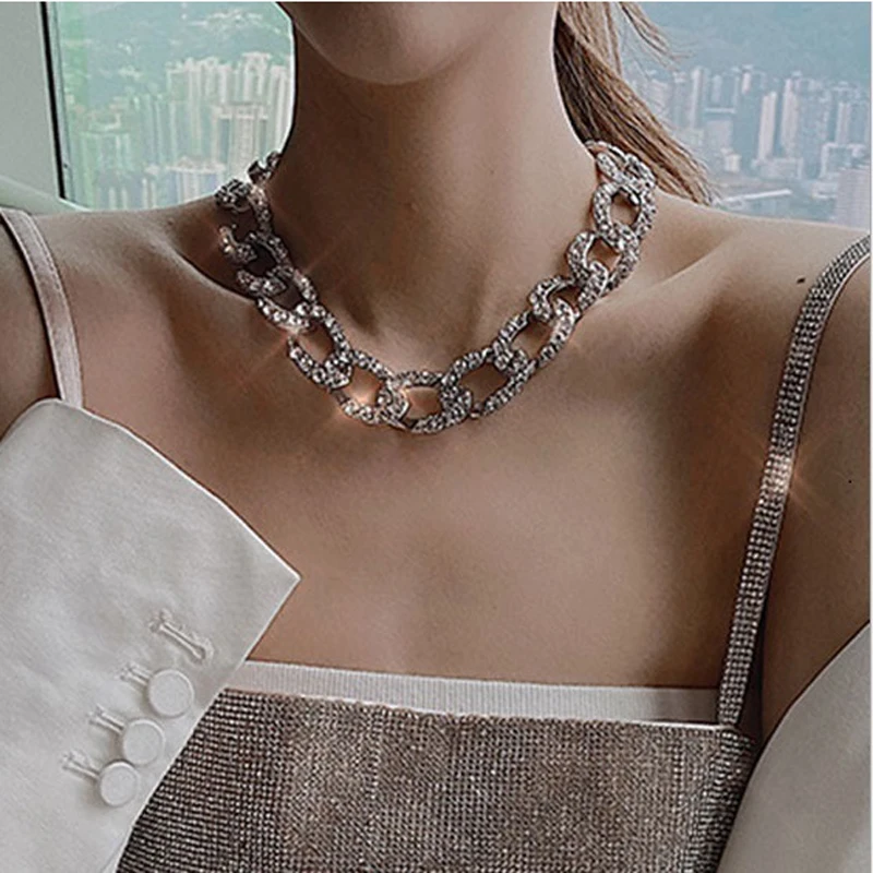 Silver Color Necklace Bracelet Iced Out Chain Bling Rhinestone Miami Cuban Link Chain Necklace Hip hop Jewelry wholesale
Silver Color Necklace Bracelet Iced Out Chain Bling Rhinestone Miami Cuban Link Chain Necklace Hip hop Jewelry wholesale