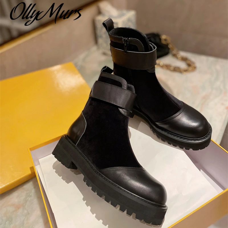 Ollymurs 2021 Women Boots Genuine Leather Ankle Motorcycle Boots Platform Top Round Toe Slip On Pure Color New Luxury Brand
Ollymurs 2021 Women Boots Genuine Leather Ankle Motorcycle Boots Platform Top Round Toe Slip On Pure Color New Luxury Brand