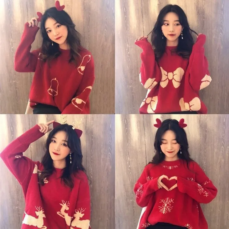 Christmas cardigan ripped sweater women's pullover thickening autumn and winter new Korean version of wild loose knit sweater
Christmas cardigan ripped sweater women's pullover thickening autumn and winter new Korean version of wild loose knit sweater