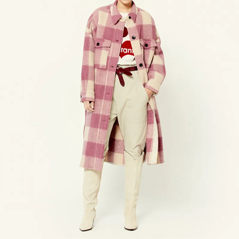 Jacket Plaid Single Breasted Ladies Turn-Down Collar Autumn Winter Loose Coat Outwear Top Women Long Sleeve Woolen Mid-Length
Jacket Plaid Single Breasted Ladies Turn-Down Collar Autumn Winter Loose Coat Outwear Top Women Long Sleeve Woolen Mid-Length