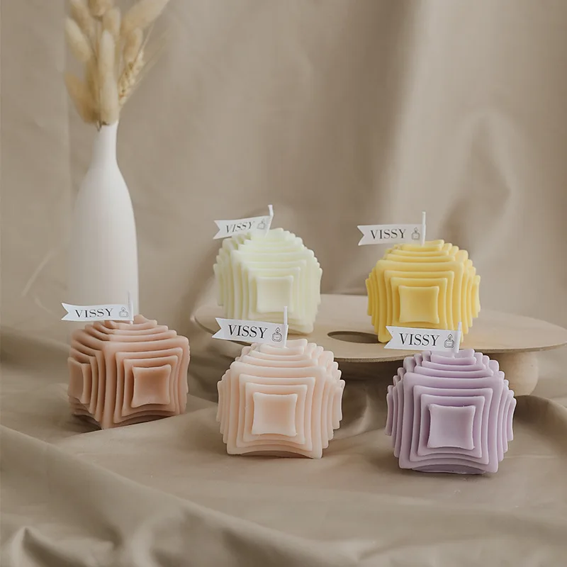 Многослойная Свеча-Кубик Рубика милая соевая искусственная свеча
