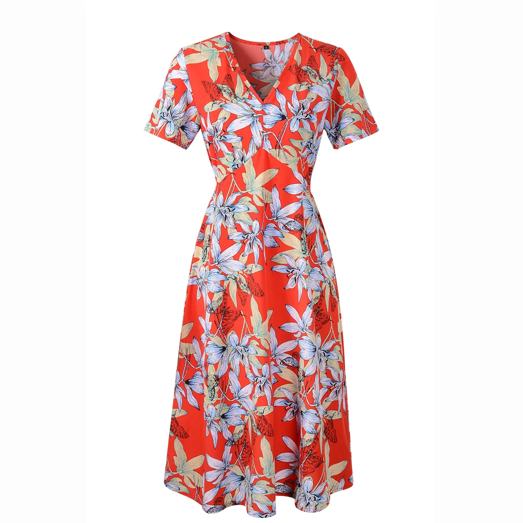 New Summer Dress Women Floral Print Short Sleeve V-neck Green Chiffon Dress Bohemian Beach Dress Vintage Vacation Holiday Party
New Summer Dress Women Floral Print Short Sleeve V-neck Green Chiffon Dress Bohemian Beach Dress Vintage Vacation Holiday Party