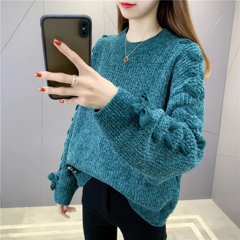 

TIGENA Women Sweaters and Pullovers 2021 Autumn Winter New Casual Solid Loose Knitted Jumper Female Long Sleeve Knitwear Tops
