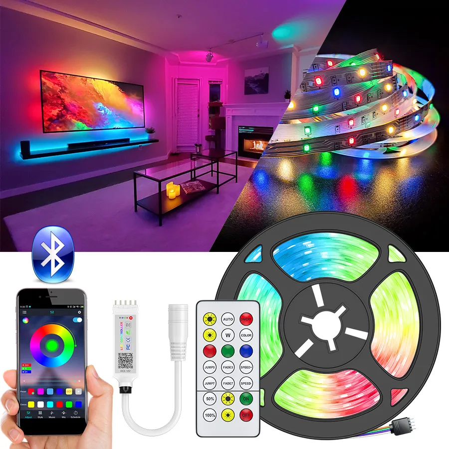 Led Strip Lights 5M 10M 15M Bluetooth RGB LED Lights For Room Flexible Led Ribbon Tape Diode RGBWW With DC12V Adapter Set
Led Strip Lights 5M 10M 15M Bluetooth RGB LED Lights For Room Flexible Led Ribbon Tape Diode RGBWW With DC12V Adapter Set