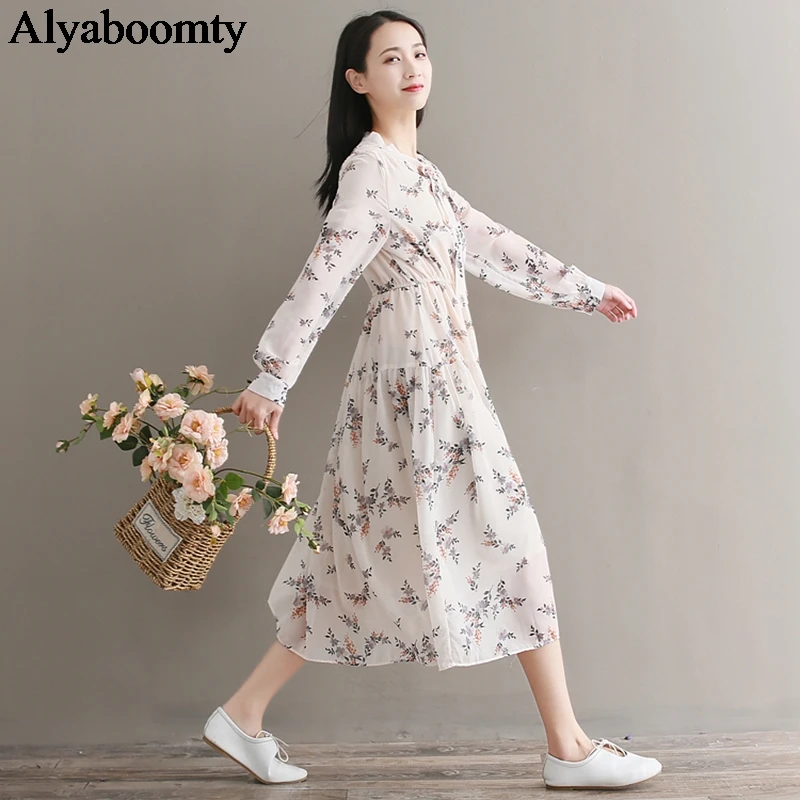 New Mori Girl Autumn Women Long Dress Bow Collar Floral Printed High Waist Vestidos Longo Elegant Chiffon Sweet Romantic Dresses
New Mori Girl Autumn Women Long Dress Bow Collar Floral Printed High Waist Vestidos Longo Elegant Chiffon Sweet Romantic Dresses
